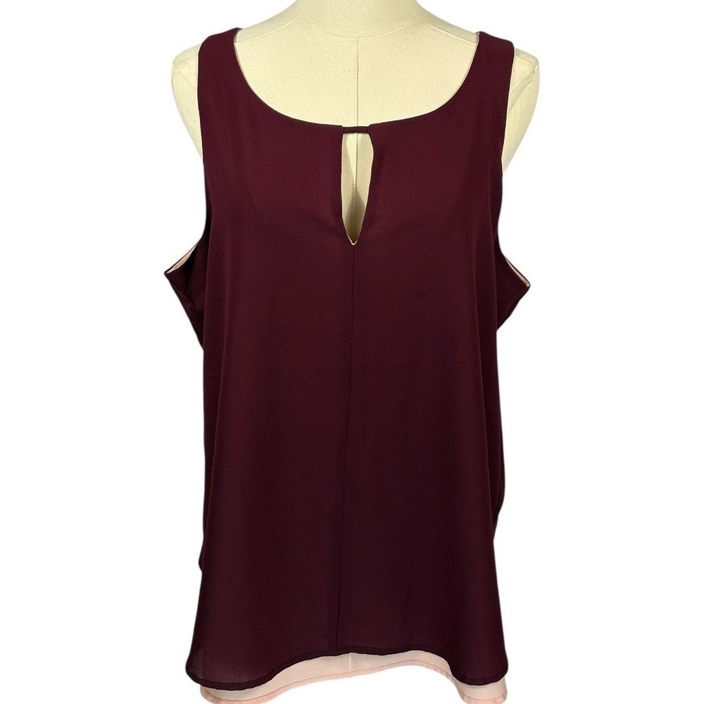 Black Tape Maroon & Pink Layered Flowy Tank (Estimated Size L)